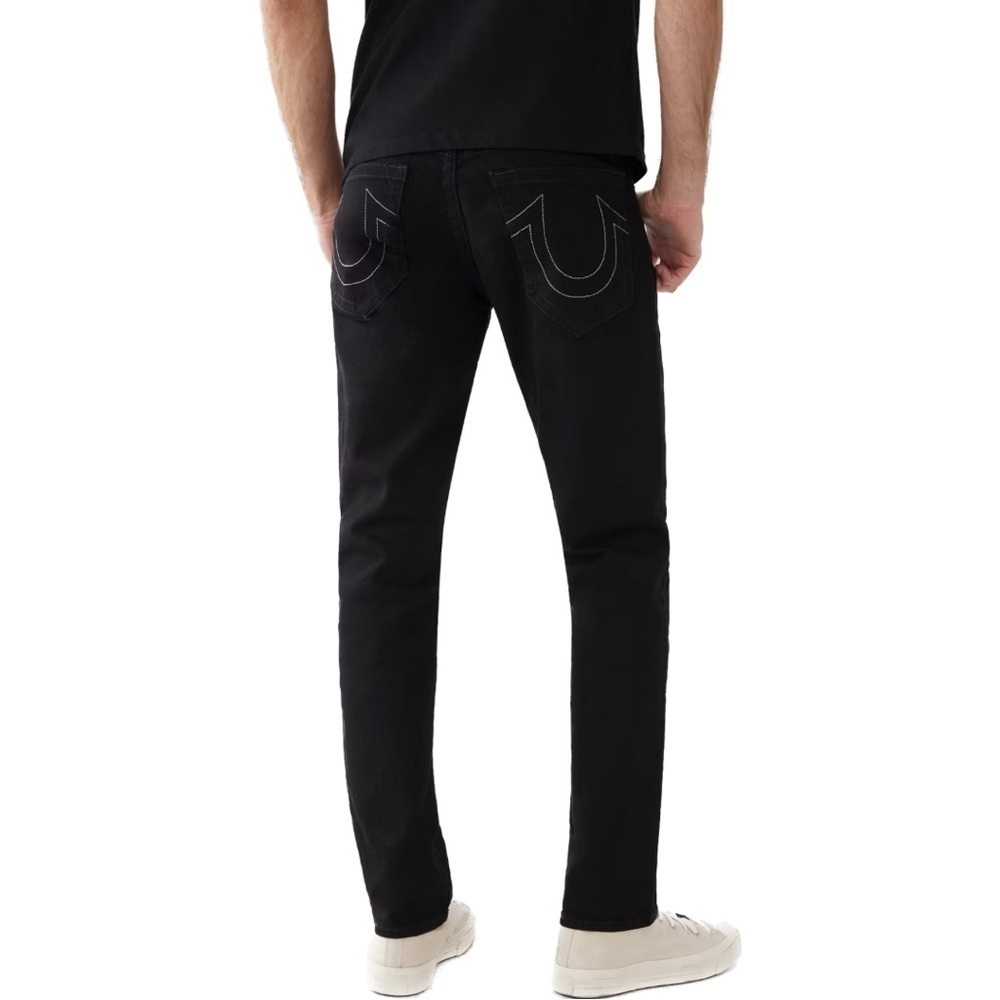 True Religion Mens Geno Relaxed Slim Jeans 36x30 Gray Black Wash Cotton Blend
